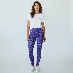 No Boundaries Women Medium (7-9) Purple Geometric Patterned Leggings